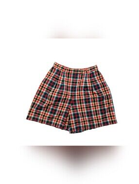 Charter Club Plaid High-Waist Shorts in Red, Green & Yellow